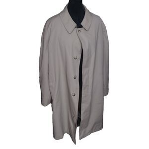 Misty Harbor Men's Size 44, Large Khaki Trench Coat with Faux Fur Liner Vintage